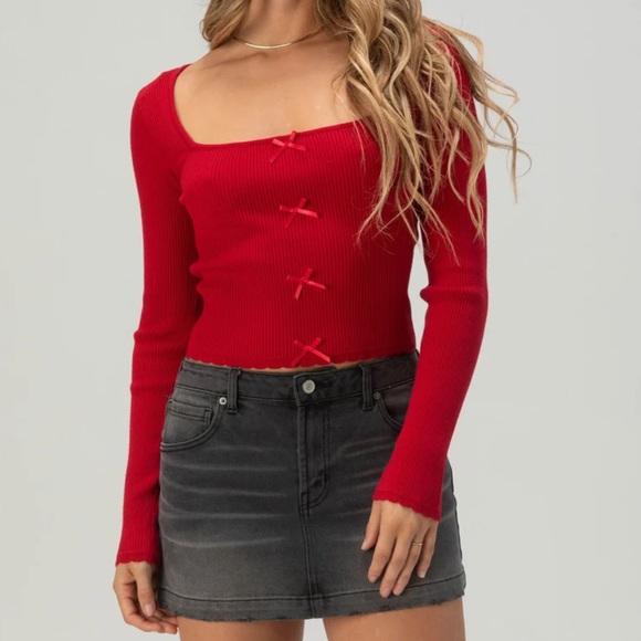 RSQ Tops - RSQ Long Sleeve Red Top w/ bow detail. NWT